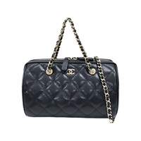 黑色 荔枝紋 牛皮 經典鏈帶 圓筒包 兩用包【CHANEL 香奈兒】 AP4474