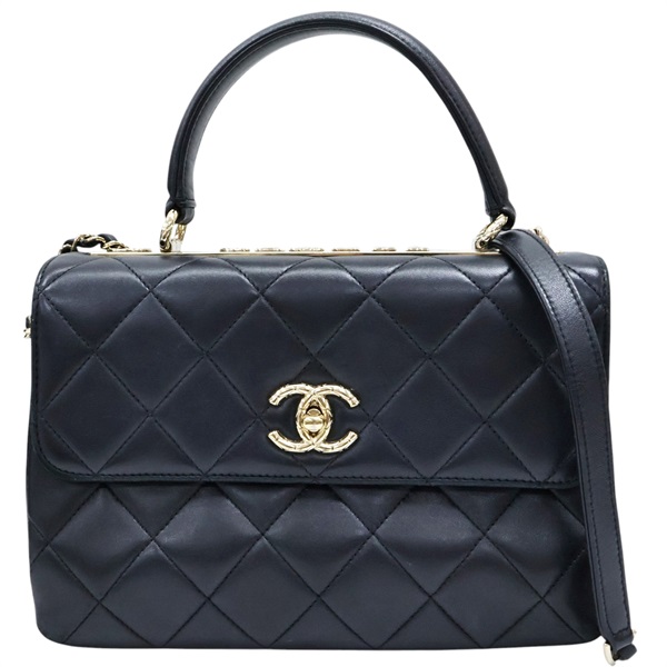 黑色 羊皮 Trendy CC 兩用包 金釦【CHANEL 香奈兒】 A92236