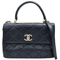 黑色 羊皮 Trendy CC 兩用包 金釦【CHANEL 香奈兒】 A92236