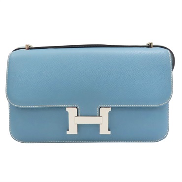 牛仔藍 Epsom牛皮 Constance Elan 25 肩背包 口N刻 銀釦【HERMES 愛馬仕】