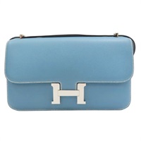 牛仔藍 Epsom牛皮 Constance Elan 25 肩背包 口N刻 銀釦【HERMES 愛馬仕】