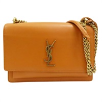 焦糖色 牛皮 SUNSET 中型 鏈帶肩背包 金釦【SAINT LAURENT 聖羅蘭】 442906