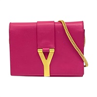 紫紅色 牛皮 經典Y字 小號 肩背包 311215【SAINT LAURENT YSL 聖羅蘭 】 311215
