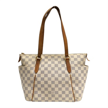 白色 棋盤格帆布 Totally PM 肩背包【LOUIS VUITTON LV 路易威登】 N41280