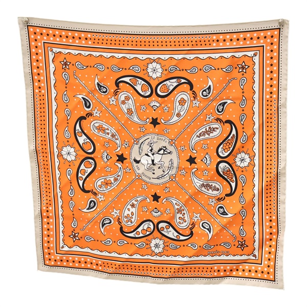 橘色 絲綢 Le Rodeo des Fruits方巾 55x55【HERMES 愛馬仕】 H044214S 01