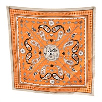 橘色 絲綢 Le Rodeo des Fruits方巾 55x55【HERMES 愛馬仕】 H044214S 01