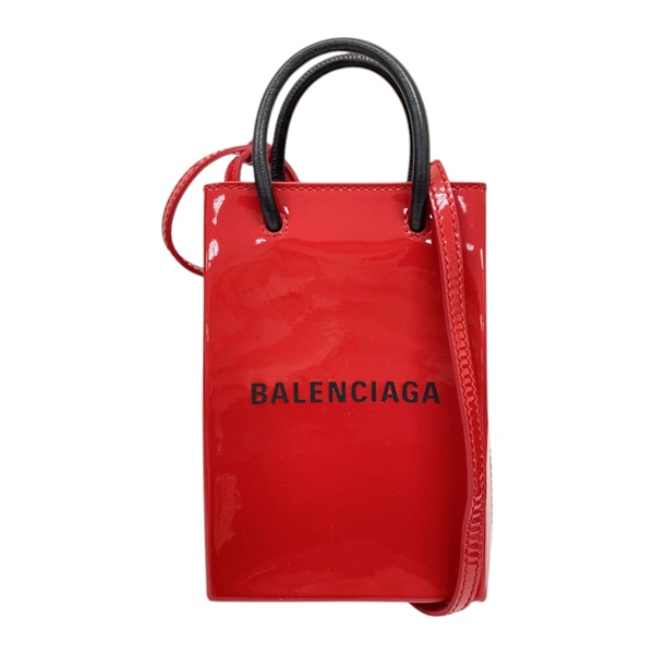 紅色 漆皮 Shopping Phone Holder 手機包 肩背包【Balenciaga 巴黎世家】 593826