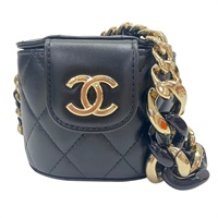 黑色 菱格紋 羊皮 Vanity Case 肩背包 (無卡) 金釦【CHANEL 香奈兒】 AP2428