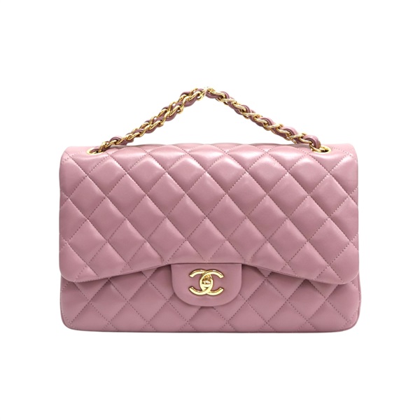 紫色 菱格紋 羊皮 Jumbo 金鏈帶 肩背包【CHANEL 香奈兒】 A58600