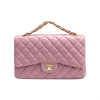 紫色 菱格紋 羊皮 Jumbo 金鏈帶 肩背包【CHANEL 香奈兒】 A58600
