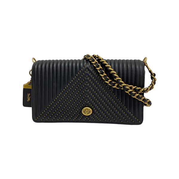 黑色 牛皮 Dinky with Quilting and Rivets 肩背包【COACH 寇馳】 22789