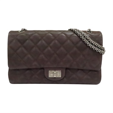 深棕色 菱格紋 牛皮 2.55 肩背包 銀扣【CHANEL 香奈兒】 A37590