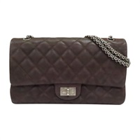 深棕色 菱格紋 牛皮 2.55 肩背包 銀扣【CHANEL 香奈兒】 A37590