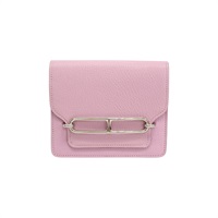 錦葵紫 Chevre山羊皮 Roulis Slim 二折 短夾 U刻 銀扣【HERMES 愛馬仕】