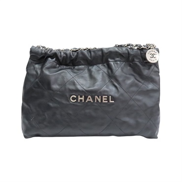 黑色 牛皮 22 肩背包 銀扣【CHANEL 香奈兒】 AS4486
