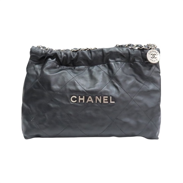 黑色 牛皮 22 肩背包 銀扣【CHANEL 香奈兒】 AS4486