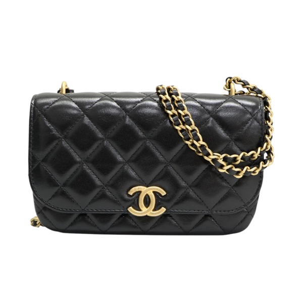 黑色 羊皮 鍊帶 肩背包 金扣【CHANEL 香奈兒】 AP3373