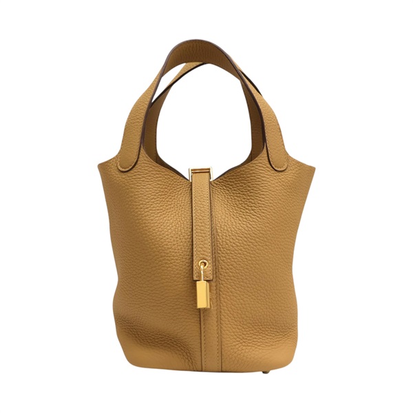 餅乾色 Clemence牛皮 Picotin Lock 18 手提包 B刻 金釦【HERMES 愛馬仕】 H056289CC