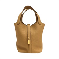 餅乾色 Clemence牛皮 Picotin Lock 18 手提包 B刻 金釦【HERMES 愛馬仕】 H056289CC