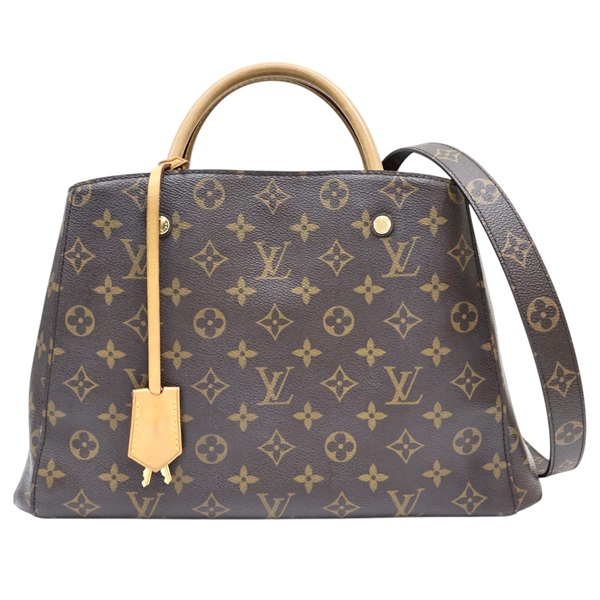 棕色 原花帆布 Montaigne MM 兩用包【LOUIS VUITTON LV 路易威登】 M41056