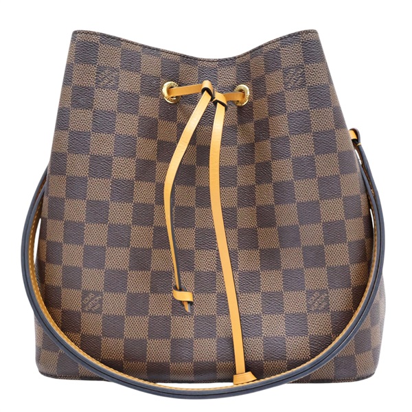 棕色棋盤格帆布 黃色牛皮 Neo Noe 肩背包 水桶包【LOUIS VUITTON LV 路易威登】 N40213