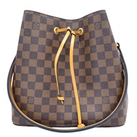 棕色棋盤格帆布 黃色牛皮 Neo Noe 肩背包 水桶包【LOUIS VUITTON LV 路易威登】 N40213