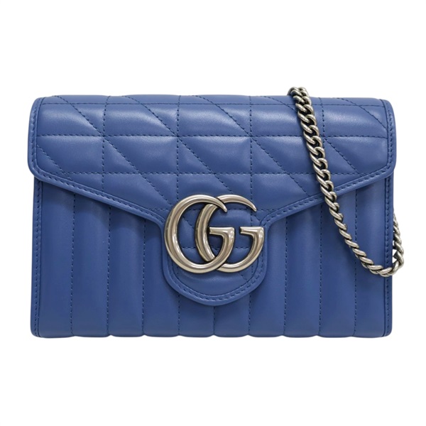 藍色 牛皮 GG Marmont 馬銜扣 肩背包 474575【GUCCI 古馳】 474575