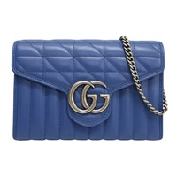 藍色 牛皮 GG Marmont 馬銜扣 肩背包 474575【GUCCI 古馳】 474575