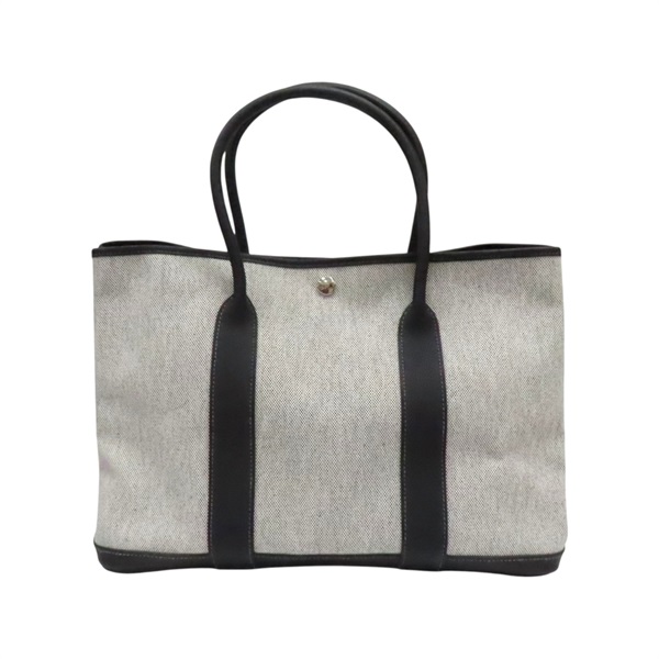 黑色 帆布 Garden Party 36 手提包 □O刻【HERMES 愛馬仕】