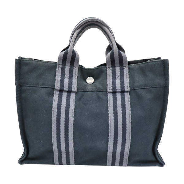 黑/灰色 帆布 Fourre Tout PM Tote 手提包【HERMES 愛馬仕】