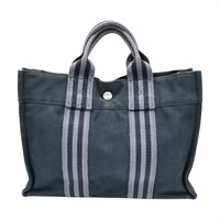 黑/灰色 帆布 Fourre Tout PM Tote 手提包【HERMES 愛馬仕】