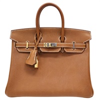金棕色 Veau Barenia Faubourg牛皮 Birkin 25 柏金包 手提包 K刻 金扣【HERMES 愛馬仕】 H077821CC