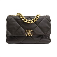 棕色 羊皮 19 口蓋 鍊帶 兩用包【CHANEL 香奈兒】 AS1160