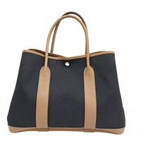 黑色帆布 棕色牛皮 Garden Party 36 手提包 Z刻【HERMES 愛馬仕】 H046900CK