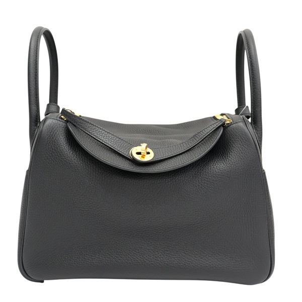 黑色 Clemence牛革 Lindy 30 肩背包 Z刻 金釦【HERMES 愛馬仕】 H073426CC