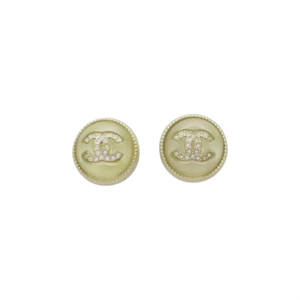鍍金 水鑽 圓形 A22 耳環【CHANEL 香奈兒】