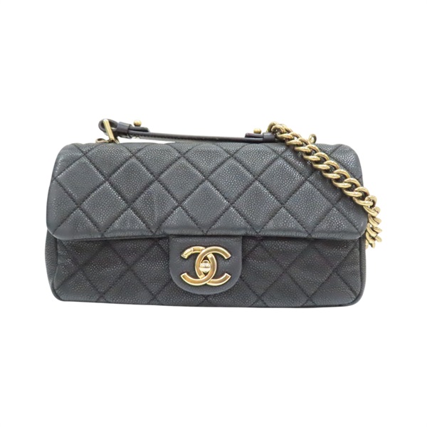 黑色 荔枝紋牛皮 Globe Trotter 兩用包 金扣【CHANEL 香奈兒】