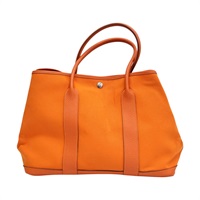 橘色 帆布 Garden Party 36 手提包 R刻【HERMES 愛馬仕】