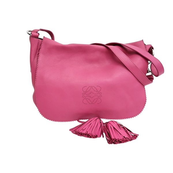 粉色羊皮 流蘇 肩背包【LOEWE 羅威】