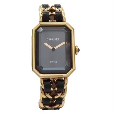 黑色錶盤 鍍金 皮革錶帶 Premiere S 石英腕錶【CHANEL 香奈兒】 H6951