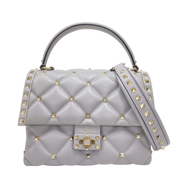 灰色 牛皮 Candystud Top Handle 鉚釘 兩用包【Valentino 范倫鐵諾】