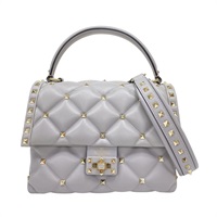 灰色 牛皮 Candystud Top Handle 鉚釘 兩用包【Valentino 范倫鐵諾】
