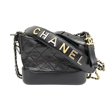 黑色 菱格紋 牛皮 Small Gabrielle Hobo 兩用包【CHANEL 香奈兒】 AS1582