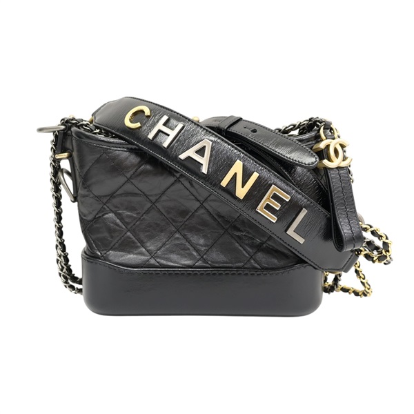 黑色 菱格紋 牛皮 Small Gabrielle Hobo 兩用包【CHANEL 香奈兒】 AS1582