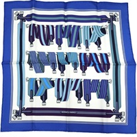 藍色 Les Sangles 絲綢 絲巾【HERMES 愛馬仕】