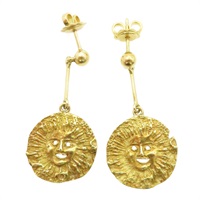 18K黃金 笑臉 針式耳環【JEWELRY 無品牌珠寶】 K18YG 7.9g