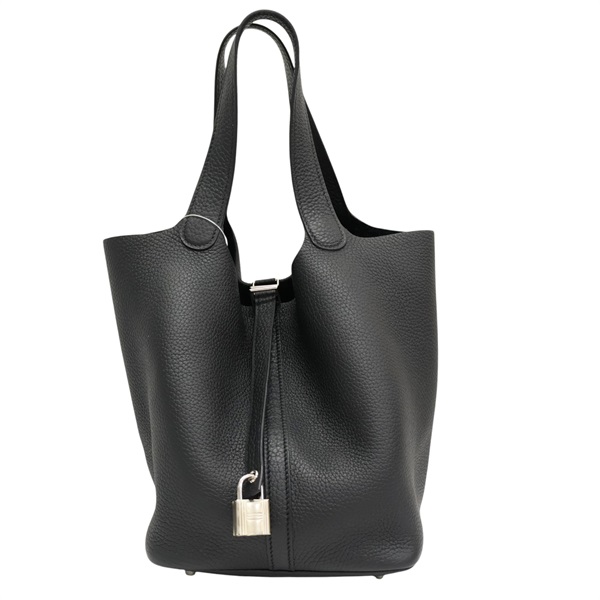 黑色 Clemence牛皮 Picotin Lock 22 手提包 Z刻 銀扣【HERMES 愛馬仕】 H060991CK