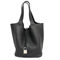 黑色 Clemence牛皮 Picotin Lock 22 手提包 Z刻 銀扣【HERMES 愛馬仕】 H060991CK