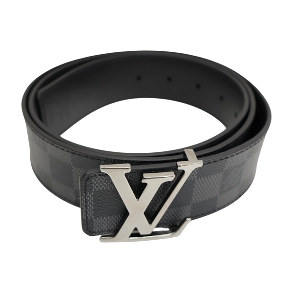 黑色 棋盤格帆布 LV Initiales 雙面 皮帶 105CM M0213【LOUIS VUITTON LV 路易威登】 M0213