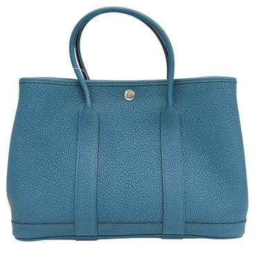 鈷藍色 牛皮 Garden Party 30CM 手提包 X刻【HERMES 愛馬仕】 H051568CK